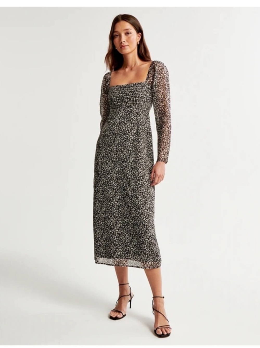 NWT Abercrombie & Fitch Emerson Floral Square-Neck Chiffon Midi Dress